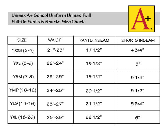 Countryside Christian Academy Youth Pull-Up School Uniform Twill Shorts (7067Y)